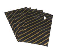 EPOSGEAR® Extra Small Black and Gold Striped Jewellery Gift Shop Boutique Plastic Carrier Bags 4" x 7" (105mm x 185mm) (1000)