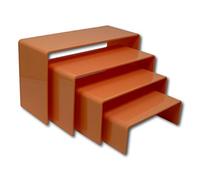 EPOSGEAR Sweet Pastel Nesting Plinths Transparent Coloured Acrylic Plastic Retail Riser Tiered Counter Display Stands - Perfect for Shops, Stalls, Ornaments, Models etc (Orange Fizz, Small - Single)