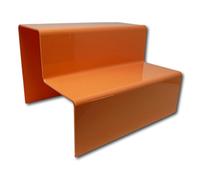 EPOSGEAR Sweet Pastel Two Step Tier Coloured Acrylic Plastic Retail Riser Counter Display Stands - Perfect for Shops, Stalls, Ornaments, Models etc (Orange Fizz, Extra Large Wide)