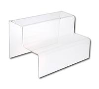 EPOSGEAR Two Step Tier Clear or Coloured Acrylic Plastic Retail Riser Counter Display Stands - Perfect for Shops, Stalls, Ornaments, Models etc (Clear, Small)