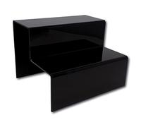 EPOSGEAR Two Step Tier Clear or Coloured Acrylic Plastic Retail Riser Counter Display Stands - Perfect for Shops, Stalls, Ornaments, Models etc (Black, Large)