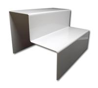 EPOSGEAR Two Step Tier Clear or Coloured Acrylic Plastic Retail Riser Counter Display Stands - Perfect for Shops, Stalls, Ornaments, Models etc (White, Extra Large Wide)