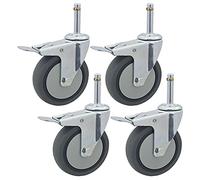 EPOTRDCV 100mm Heavy Duty Caster, Universal 11mm Circlip Swivel Caster Wheels, Rubber No Noise Casters with Brake, Load Capacity 100kg, Set of 4