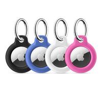 Epova 4 Pack Cases Compatible with Airtag Keyring with Keychain, Anti-Scratch Hard PC Case Compatible with Apple Airtag Cover Accessories for Keys, Bags, Pets