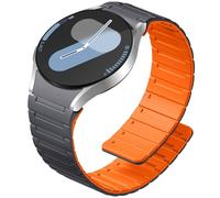 Epova Compatible with Samsung Galaxy Watch 4 Strap 44mm 40mm - Galaxy Watch 7 6 5 Straps, Magnetic Silicone Sport Replacement Band for Samsung Watch FE, 6 Classic, 5 Pro, 4 Classic Men, Gray/Orange
