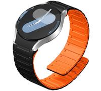 Epova Compatible with Samsung Galaxy Watch 6 Strap 44mm 40mm - Galaxy Watch 7 5 4 Straps, Magnetic Silicone Sport Replacement Band for Samsung Watch FE, 6 Classic, 5 Pro, 4 Classic Men, Black/Orange