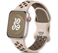 Epova Silicone Sport Strap Compatible with Apple Watch Strap 38mm 40mm 41mm 42mm, Breathable Replacement Straps for iWatch SE Series 10 9 8 7 6 5 4 3 2 1,Pink/Brown, Small