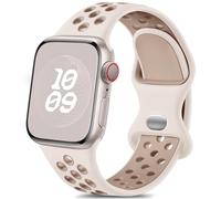Epova Silicone Sport Strap Compatible with Apple Watch Strap 42mm 44mm 45mm 46mm 49mm, Breathable Replacement Straps for Apple Watch Ultra 2/iWatch SE Series 10 9 8 7 6 5 4 3,Starlight/Stone, Small