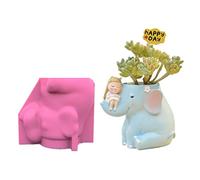 Epoxy Elephant Shaped Flower Pot Silicone Mold Plaster Concrete Cement Resin Pen Holder for Craft Pen Holder Molds Silicone for Resin Casting