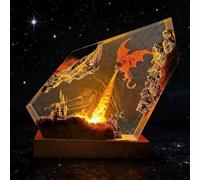Epoxy Fire Dragon Resin Lamp - Handmade Multi-Color LED, USB Port Resin Night Light, Ideal Home Bedroom Decor, Unique Birthday Holiday Gifts for Father Men Husband Boyfriend Him Kids (8.07 * 8.27in)
