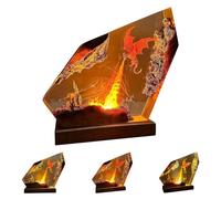 Epoxy Fire Dragon Resin Lamp,Handmade Resin Night Light with USB Port,3D Handmade Resin Night Light with Multi-Color LED & USB Port,Fantasy Gift for Son Husband Boyfriend (14 * 13.5cm) (red)