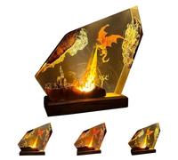 Epoxy Fire Dragon Resin Lamp,Handmade Resin Night Light with USB Port,3D Handmade Resin Night Light with Multi-Color LED & USB Port,Fantasy Gift for Son Husband Boyfriend (14 * 13.5cm) (Colorful)
