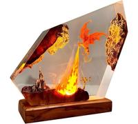 Epoxy Fire Dragon Resin Lamp, Multi-Color LED Light,Handmade Resin Night Light with USB Port, Fantasy Enthusiast Collectibles,Birthday for Son,Husband,Boyfriend Christmas Decorations (14 * 13.5)