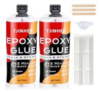 Epoxy Glue 100ml, 2 Part 5 Minute Fast Curing Adhesive Kit - 1:1 Ratio High Strength Waterproof Heat-Resistant Clear Epoxy Resin Glue for Metal Plastic Wood Ceramic Glass Stone