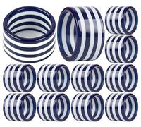 Epoxy Napkin Rings - Elegant Navy Blue & White Napkin Holders Set of 12 for Table Decor, Parties, Weddings & Dining - Modern Round Serviette Rings for Home & Holiday Celebrations - CLEENTABLE