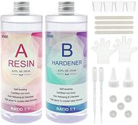 Epoxy Resin - 17OZ Upgraded Crystal Clear Epoxy Resin Kit for Art Coating & Casting Jewelry River Table Countertop Cheeseboard Wood Canvas Painting UV Resistant & Food Safe Craft Resin Starter Kit