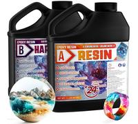 Epoxy Resin - 2L Crystal Clear Resin Kit for Jewellery Making, DIY Art &Craft, Coasters, Casting, Ornament, Mold, Low Odour, Non-Toxic, Self-Leveling Epoxy for Beginners