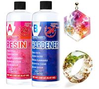 Epoxy Resin - 480ml Crystal Clear Resin Kit for Jewellery Making, DIY Art Craft, Coasters, Casting, Ornament, Mold, Low Odour, Non-Toxic, Self-Leveling Epoxy for Beginners