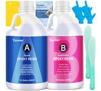 Epoxy Resin Crystal Clear Kit- 1 Gallon /128oz - Casting Resin for Jewellery DIY Art Coating Easy Cast Epoxy, with Sticks/Spreader/Nitrile Gloves/Inst
