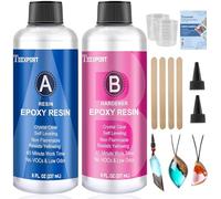 Epoxy Resin Crystal Clear Kit -16oz /474ml Casting Resin for Jewellery DIY Art Resin Coating Easy Cast Epoxy, with Instructions/Bonus Sticks/Graduated Cups/Beak Cover