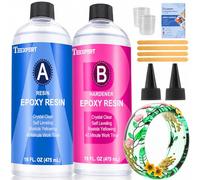 Epoxy Resin Crystal Clear Kit- 32oz/950ml - Casting Resin for Jewellery DIY Resin Coating Easy Cast Epoxy, with Instructions/Bonus Sticks/Graduated Cups/Beak