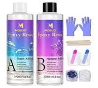 Epoxy Resin Crystal Clear Resin Kit for Beginners, 600ml/23oz Resin Accessories and Casting Resin Starter Kit with Resin Glitter, Measuring Cups, Gloves and Sticks for Art, Craft, Jewelry Making