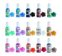 Epoxy Resin Dye 15 Liquid Pigment Colorants Set Pearlescent Metallic Shimmery Colors for AB Resin UV Resin Coloring for Jewelry DIY Crafts Art Making, Each Bottle 10g