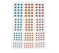 Epoxy Resin Fish Eyes 4 Sheets 3mm to 6mm for DIY(D) | 732 pieces total, 4 sheets, sizes 3mm-6mm, 3D/4D holographic, ideal for fly tying and lure repair