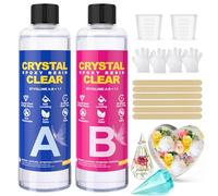 Epoxy Resin Kit 16oz/474ml - Crystal Clear Resin and Hardener Resin Epoxy kit,No Yellowing, No Bubbles Casting with Mixing Sticks and Cups, Best for DIY, Crafts, Beginners, Easy Mix 1:1 Ratio