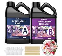 Epoxy resin kit, 1896ml/64oz epoxy resin set beginners, 1:1 ratio professional quality crystal clear low odor epoxy resin glue for DIY art, jewelry, coasters, table tops, wood (1896ML)