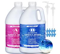Epoxy Resin Kit, 2 Gallon Epoxy Resin Crystal Clear Not Yellowing No Bubble Self Leveling for DIY Molds Wood Jewelry Table Tops Bar Top Casting Coating Crafts Supplies Easy Mix 1:1 Ratio