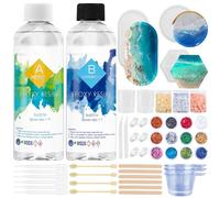 Epoxy Resin Kit 474ml/16oz Crystal Clear Epoxy Resin with Coaster Molds, Casting and Coating Resin Supplies for Jewelry Making, Flower Preservation with 3 Gold foil, 12 Glitters,Measuring Cup and More