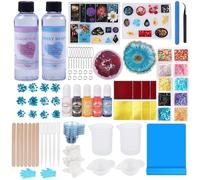 Epoxy Resin Kit,Resin Kits for Beginners with 400ml Epoxy Resin,Moulds,Pigment,Resin Accessories and Tools,Great for Resin Keychain and Coaster Making