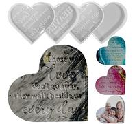 Epoxy Resin Molds 4 Pieces Silicone Casting Molds, Heart Memorial Sign Condolence Grief Signs for DIY Craft Home Decor Office Sign Sympathy Table Decorations