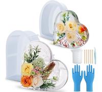 Epoxy Resin Molds Silicone,2 PCS Large Heart Silicone Molds for Flower Preservation,Heart Resin Mold Bouquet Preservation Kit for Resin Casting,Bookend,Home Decors,DIY Resin Art
