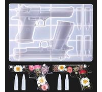 Epoxy Resin Mould Gun Pistol Shell Bullet Silicone Casting Mold, 3D DIY Soft Clay Cake Decor Craft Candy Desserts Chocolate Tool