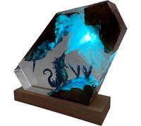 Epoxy Resin Ocean Lam, LED Color-Changing Monster Art Display Bedside Table Lamp,Desk Art Ornaments for Men Office Decor,Resin Wooden Lamp Bedroom Decor Suitable for Holidays (25 * 15)