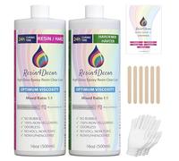 Epoxy Resin RESIN4DECOR 1:1 Casting Crystal Clear Adhesive for Arts Crafts Jewelry Making Molds and DIY Projects Non-Yellowing Non-Toxic High-Gloss Finish 12-24 Hour Cure Time Odorless - 1000ml