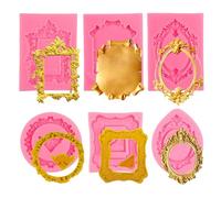 Epoxy Resin Silicone Moulds | 6 Pieces with Easy Demould, Casting Moulds for Picture Frame, Art Projects, Fondant, Sweets, Biscuits, Desserts, Baking, Clay, Plaster