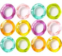 Epoxy Resin Spring Napkin Rings Set of 12 - Irregular Napkin Holders for Dining Table, Party Decor, Weddings, Everyday Use, Elegant Tabletop Accents (Multi Pastel) - CLEENTABLE
