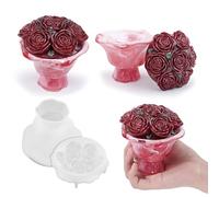 Epoxy Resin Storage Box Silicone Molds A Bouquet of Roses Jar with Lid DIY Jewelry Trinket Candy Container Silicone Mould for Valentine's Day Gift Home DIY Craft Decoration