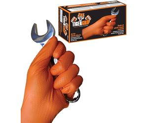 EPPCO Kunzer Nitrile Disposable Gloves Orange Tiger Grip Size M (Dispenser of 100)