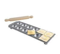 Eppicotispai 12-Hole Aluminum Round Ravioli Maker with Rolling Pin