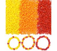 Eppingwin 1000+ pcs Pony Beads, Bracelet Beads for Hair Braids, Plastic Bead for Bracelets, Necklaces, Keychains, DIY Crafts (Red Orange Yellow)
