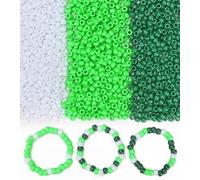 Eppingwin 1000+ pcs Pony Beads, Bracelet Beads for Hair Braids, Plastic Bead for Bracelets, Necklaces, Keychains, DIY Crafts (Green White)