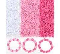 Eppingwin 1000+ pcs Pony Beads, Bracelet Beads for Hair Braids, Plastic Bead for Bracelets, Necklaces, Keychains, DIY Crafts (Pink White)