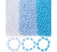 Eppingwin 1000+ pcs Pony Beads, Bracelet Beads for Hair Braids, Plastic Bead for Bracelets, Necklaces, Keychains, DIY Crafts (Blue White)