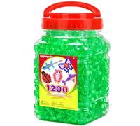 Eppingwin 1200pcs Pony Beads for Bracelets, 6x9mm Kandi Beads for Hair Braids, Easy Storage Pony Bead for Jewelry Making (Green Transparent)