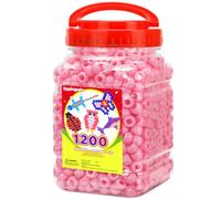 Eppingwin 1200pcs Pony Beads for Bracelets, 6x9mm Kandi Beads for Hair Braids, Easy Storage Pony Bead for Jewelry Making (Pink)