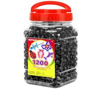 Eppingwin 1200pcs Pony Beads for Bracelets, 6x9mm Kandi Beads for Hair Braids, Easy Storage Pony Bead for Jewelry Making (Glitter Black)